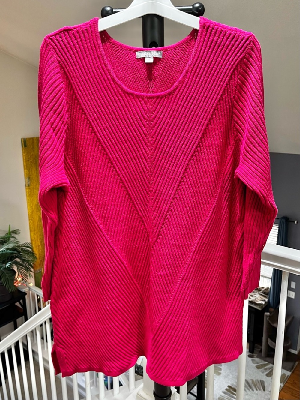 Jessica London Pink Ribbed Scoop Neck Sweater Plus Size 22/24